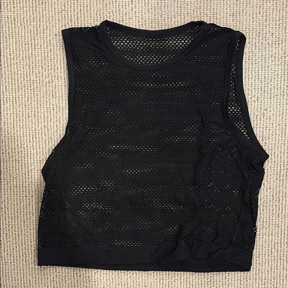 Black Mesh Sleeveless Top
